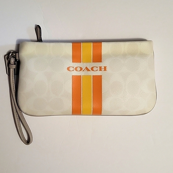 Coach Varsity Stripe Large Wristlet-Pristine Condition - Picture 1 of 5